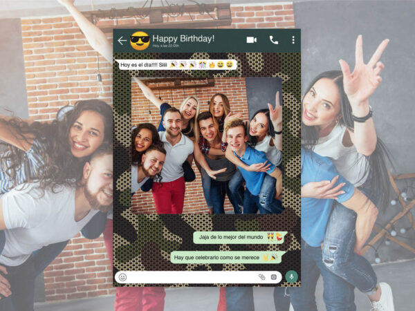 Photocall WhatsApp Feliz Cumpleaños Fondo Militar Personalizado