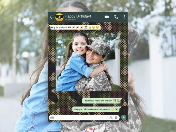 Photocall WhatsApp Feliz Cumpleaños Fondo Militar Personalizado