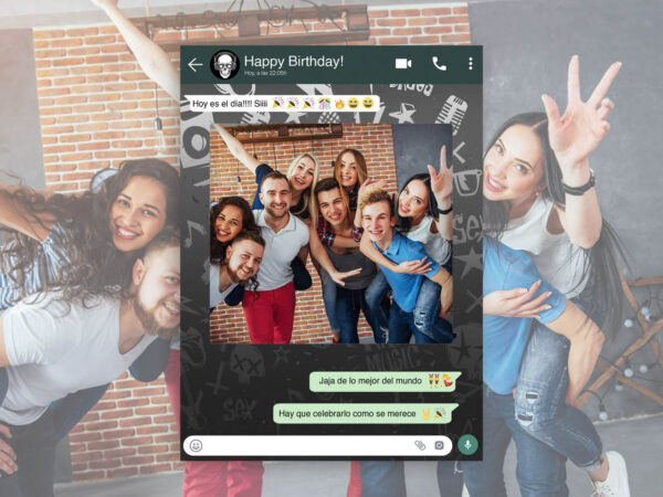 Photocall WhatsApp Feliz Cumpleaños Calavera Personalizado