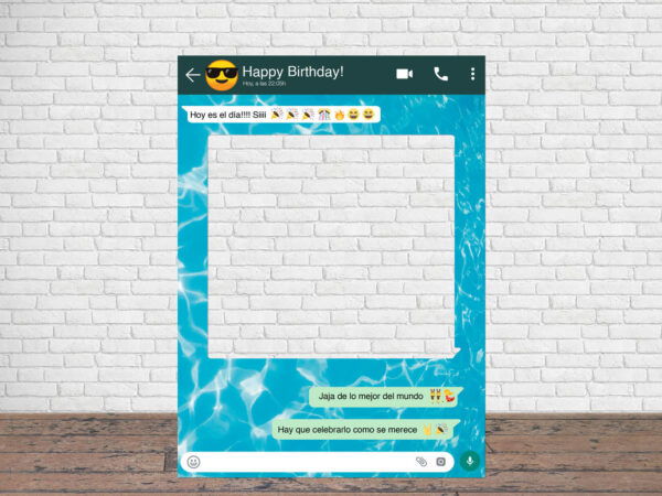 Photocall WhatsApp Feliz Cumpleaños Fondo Azul Personalizado