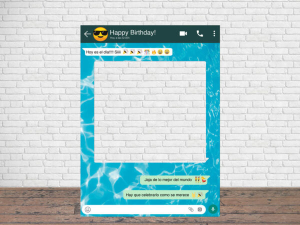 Photocall WhatsApp Feliz Cumpleaños Fondo Azul Personalizado