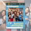 Photocall WhatsApp Feliz Cumpleaños Fondo Azul Personalizado