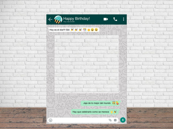 Photocall WhatsApp Feliz Cumpleaños Fondo Gris Personalizado