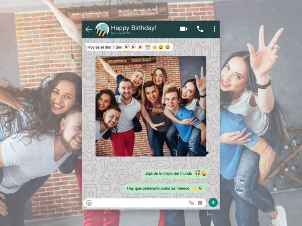 Photocall WhatsApp Feliz Cumpleaños Fondo Gris Personalizado