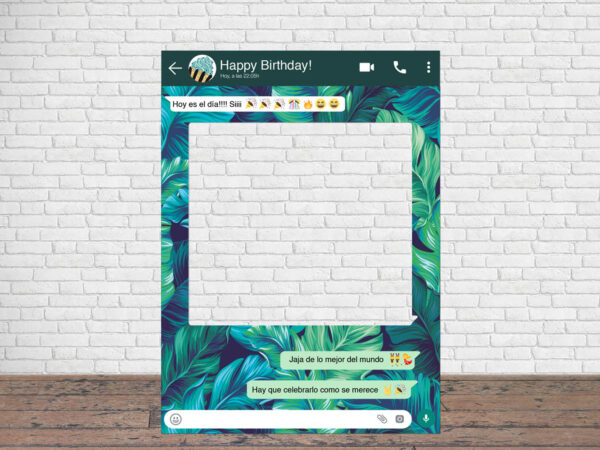 Photocall WhatsApp Feliz Cumpleaños Fondo Hojas Personalizado