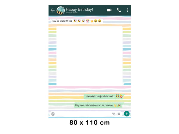 Photocall WhatsApp Feliz Cumpleaños Líneas Colores Personalizado