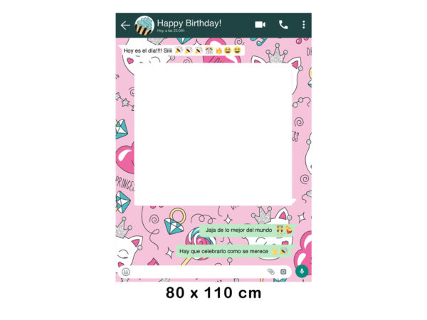 Photocall WhatsApp Feliz Cumpleaños Rosa Personalizado