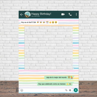 Photocall WhatsApp Feliz Cumpleaños Líneas Colores Personalizado
