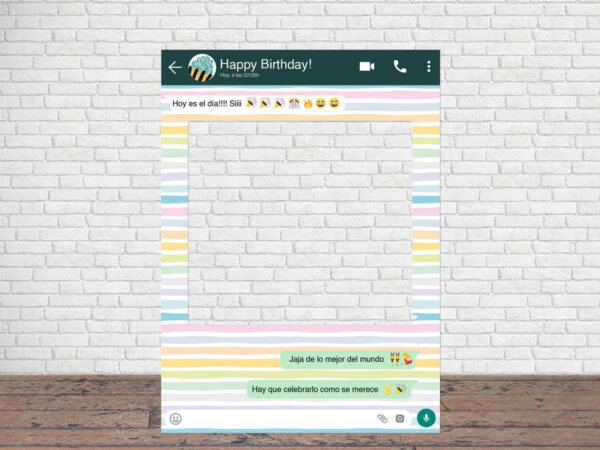 Photocall WhatsApp Feliz Cumpleaños Líneas Colores Personalizado