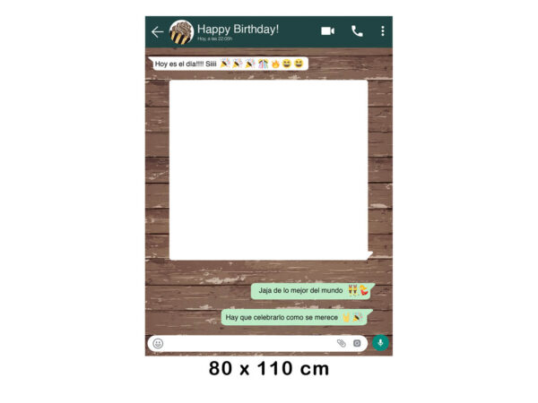 Photocall WhatsApp Feliz Cumpleaños Fondo Madera Personalizado