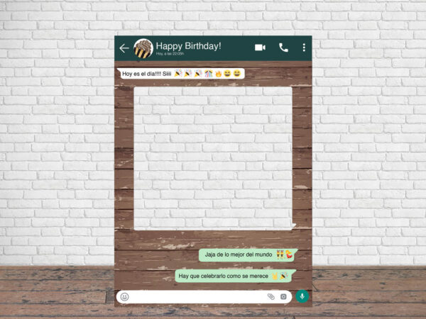 Photocall WhatsApp Feliz Cumpleaños Fondo Madera Personalizado