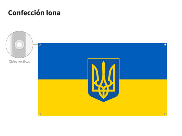 Bandera en Lona de Ucrania con Escudo