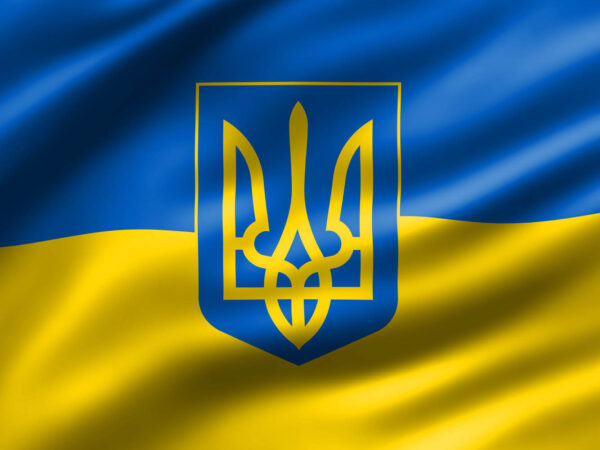 Bandera de Ucrania con Escudo