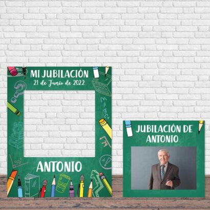 Photocall Jubilación Profesor + Cartel Personalizado