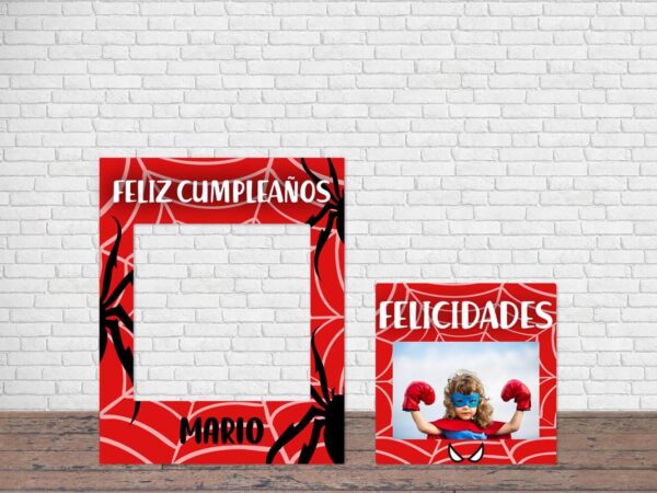 Photocall Cumpleaños Telarañas + Cartel Personalizado