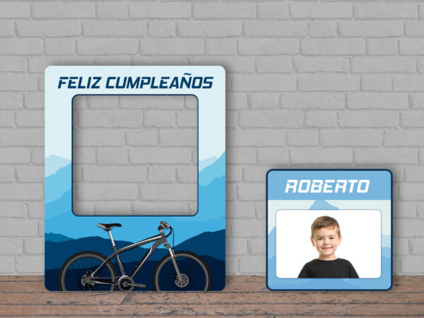 Photocall Cumpleaños Ciclismo + Cartel Personalizado