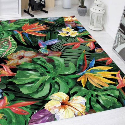 Alfombra Estampado de Plantas Exóticas