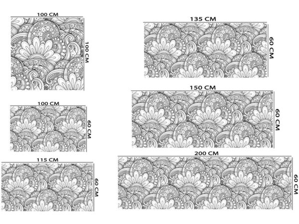 Cabecero Cama PVC Mandala Flores Blanco y Negro