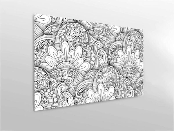 Cabecero Cama PVC Mandala Flores Blanco y Negro