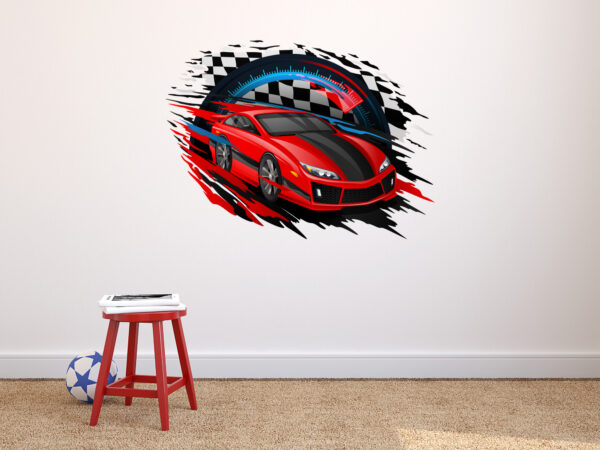 Vinilo para Pared Coche Carrera Infantil