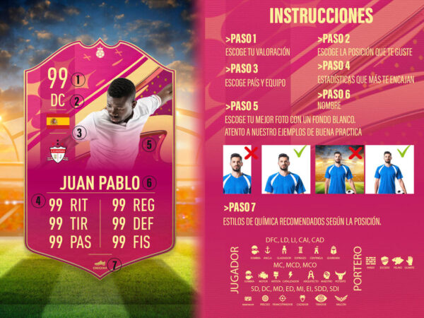 Carta futbol personalizada futties instrucciones