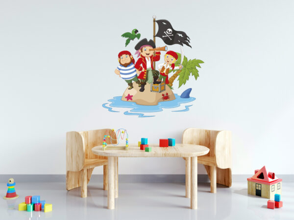 Vinilo para Pared Infantil Isla Piratas Tesoro