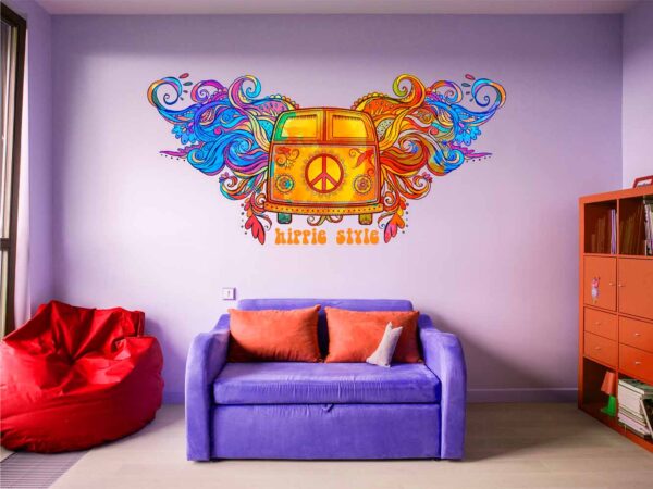 Vinilo decorativo mandala furgoneta hippie style