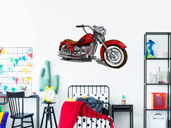 Vinilo decorativo pared moto roja