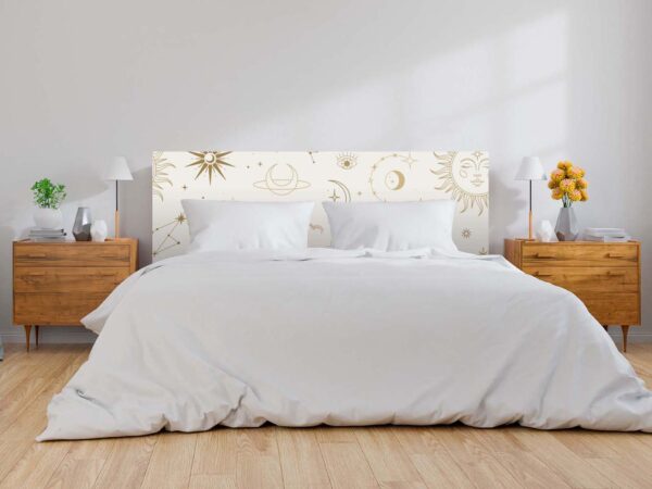 Cabecero Cama PVC Sol y Luna Doradado