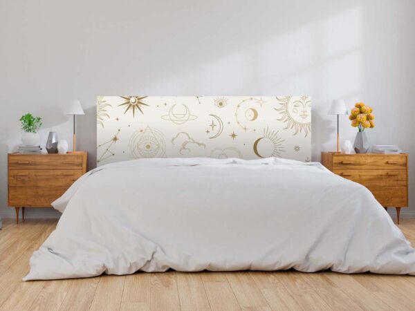 Cabecero Cama PVC Sol y Luna Doradado