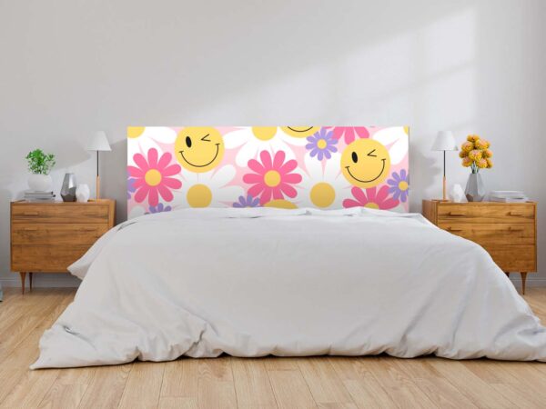 Cabecero Cama PVC Patrón Flores Geniales