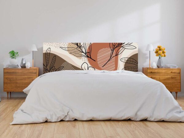 Cabecero Cama PVC Hojas Abstractas Beig