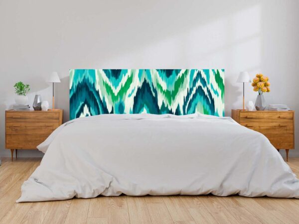 Cabecero Cama PVC Ikat Tonos Verdes