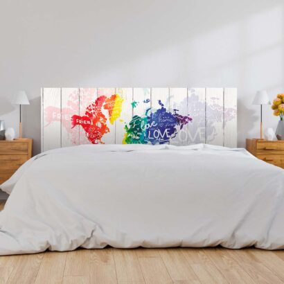 Cabecero Cama PVC Mapa Mundi Acuarela
