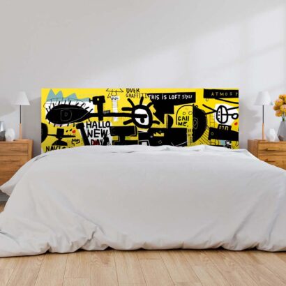 Cabecero Cama PVC Graffiti Amarillo