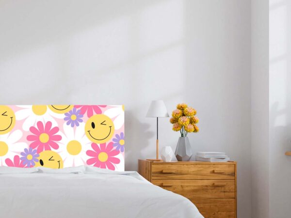 Cabecero Cama PVC Patrón Flores Geniales