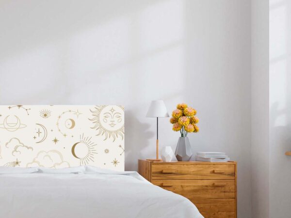 Cabecero Cama PVC Sol y Luna Doradado