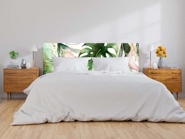 Cabecero Cama PVC Hojas Tropicales Verdes Ruborizadas