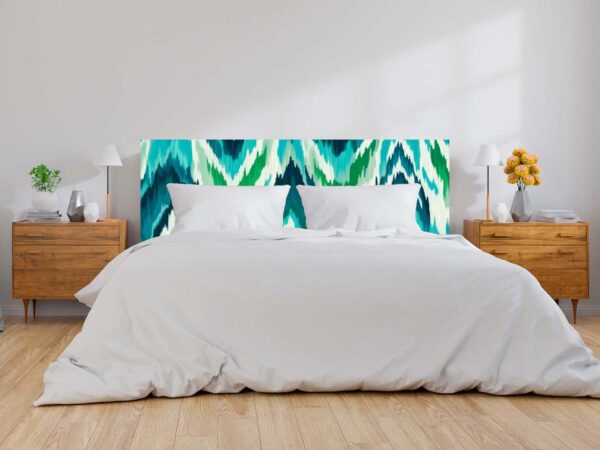 Cabecero Cama PVC Ikat Tonos Verdes