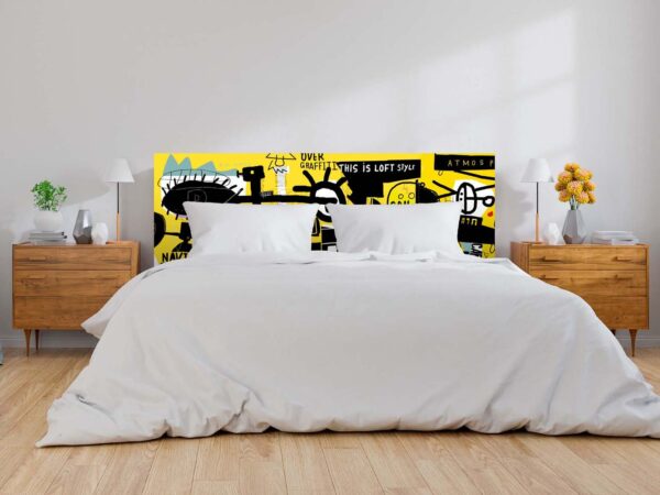 Cabecero Cama PVC Graffiti Amarillo