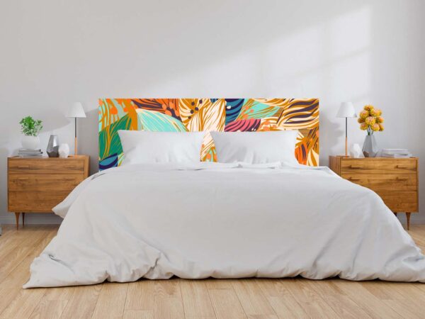 Cabecero Cama PVC Patrón Tropical Hojas Multicolore