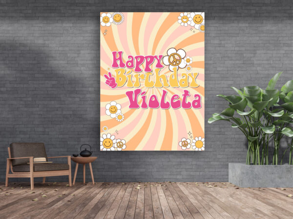 Photocall Hippie Color pastel para Cumpleaños